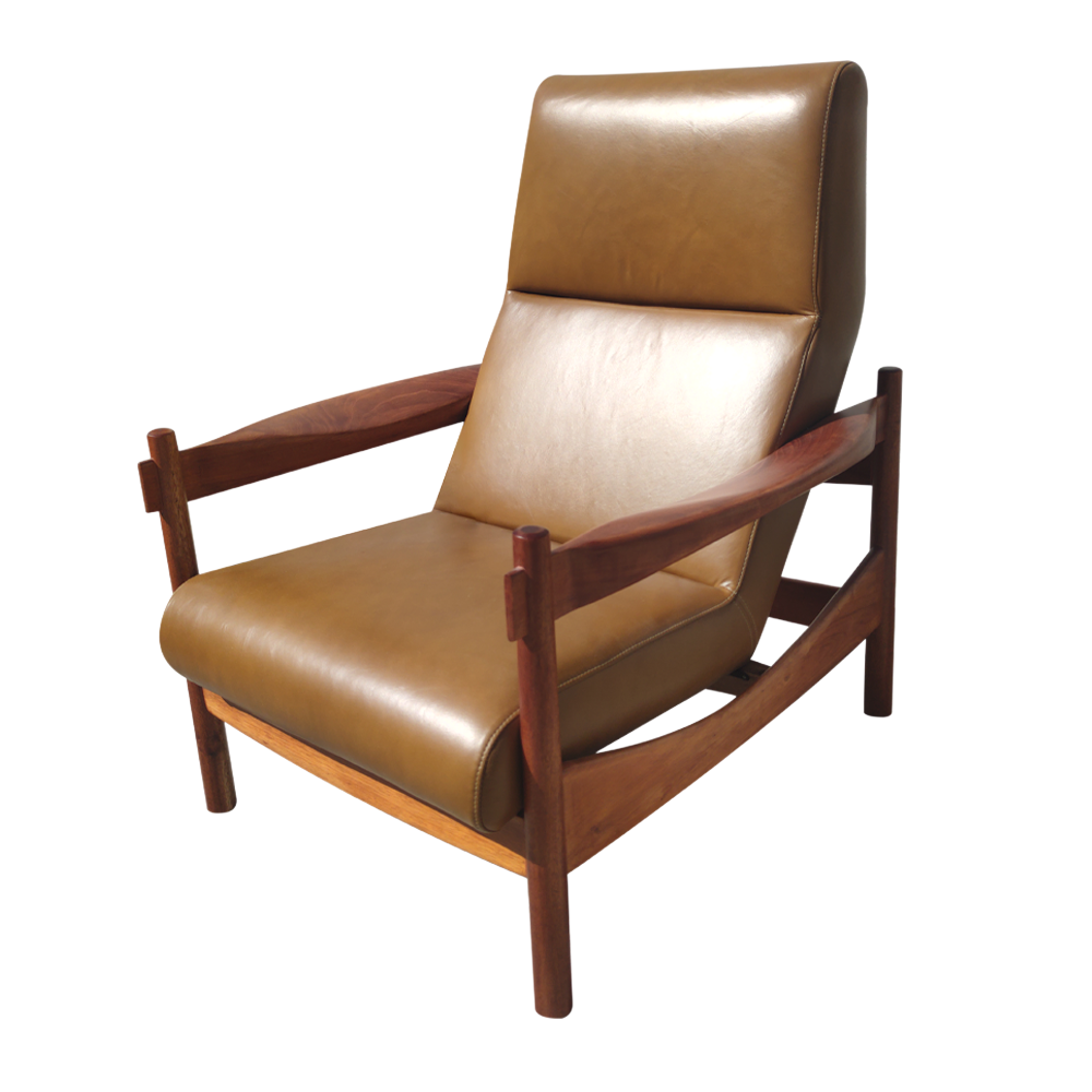 Poltrona Malu Estilo Retro em Madeira Maciça com Tecidos Personalizados