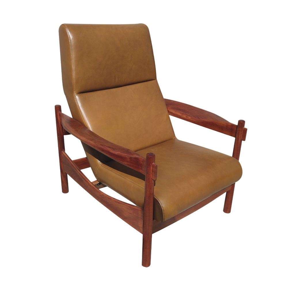 Poltrona Malu Estilo Retro em Madeira Maciça com Tecidos Personalizados