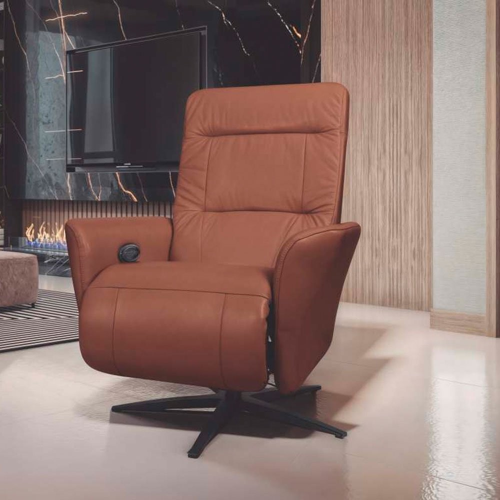 Poltrona Nyon Reclinável Elétrica Gran Relax Couro Legítimo