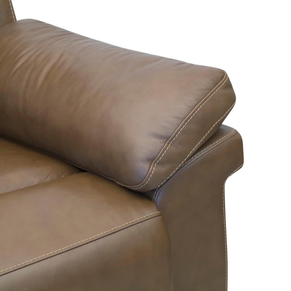 Poltrona Ravelle Couro Natural Reclinável Elétrica Power Estrutura Madeira de Lei Eucalipto Design Artesanal