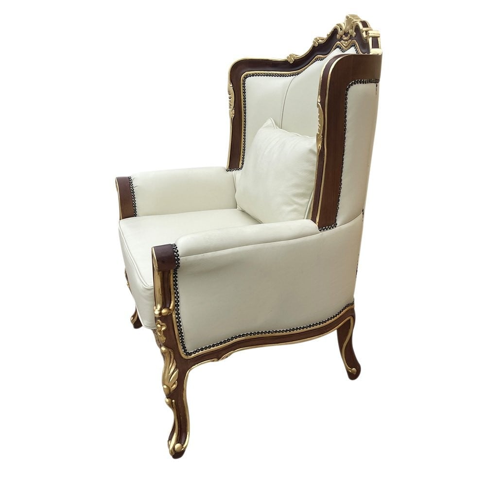 Poltrona Versalhes Entalhada Madeira Maciça Luxo Artesanal Design Clássico
