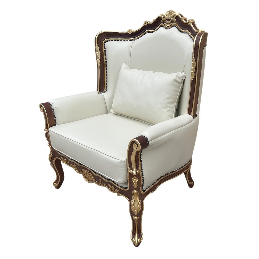 Poltrona Versalhes Entalhada Madeira Maciça Luxo Artesanal Design Clássico
