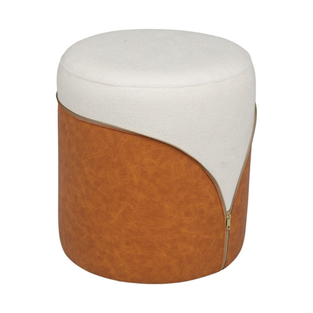 Puff Alon Estofado Design Cilíndrico com Detalhe em Composê e Zíper 