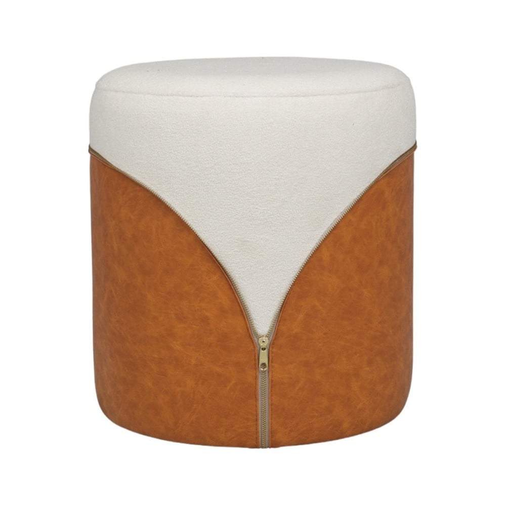 Puff Alon Estofado Design Cilíndrico com Detalhe em Composê e Zíper 