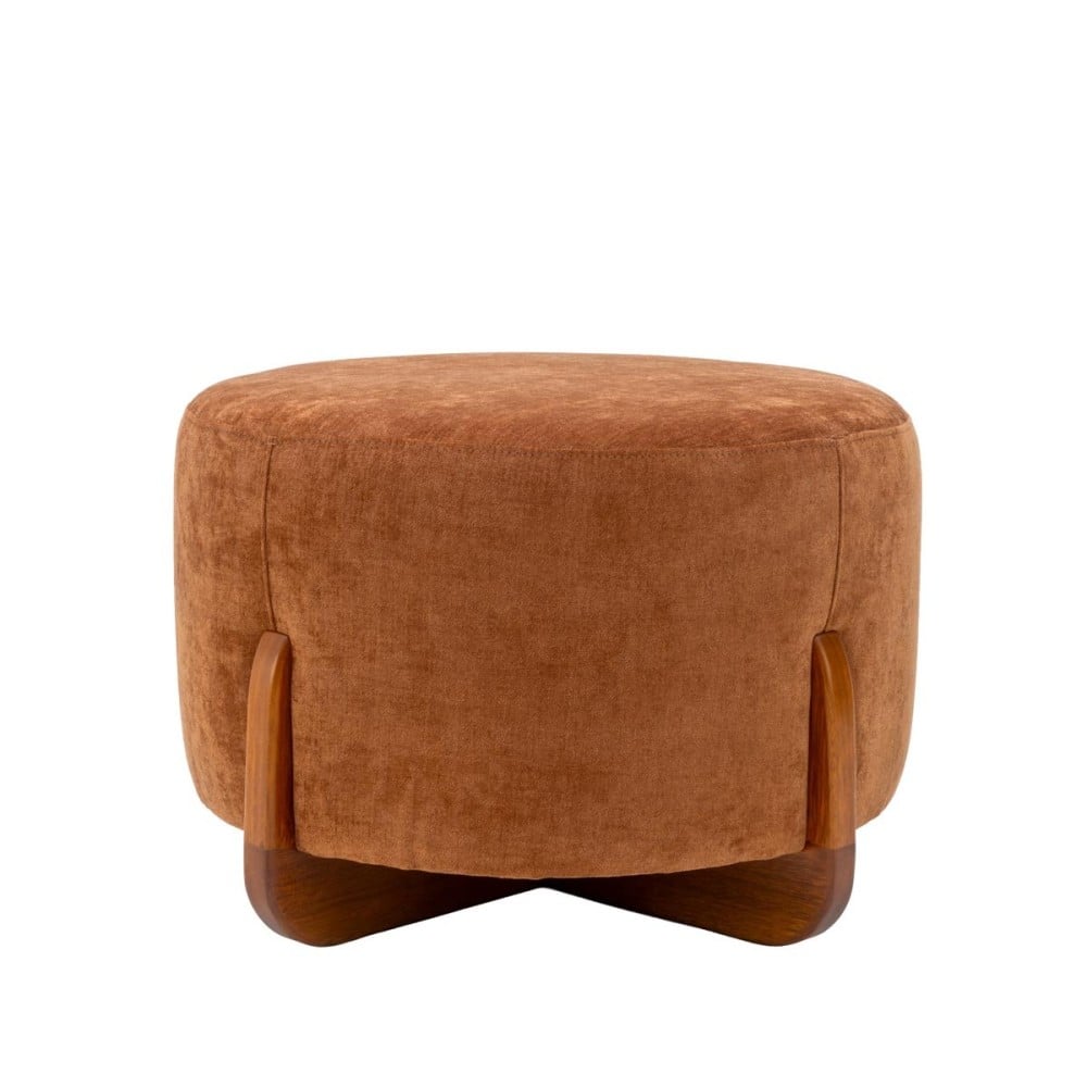 Puff Chloé Estofado Design Cilíndrico Estrutura em Madeira Eucalipto