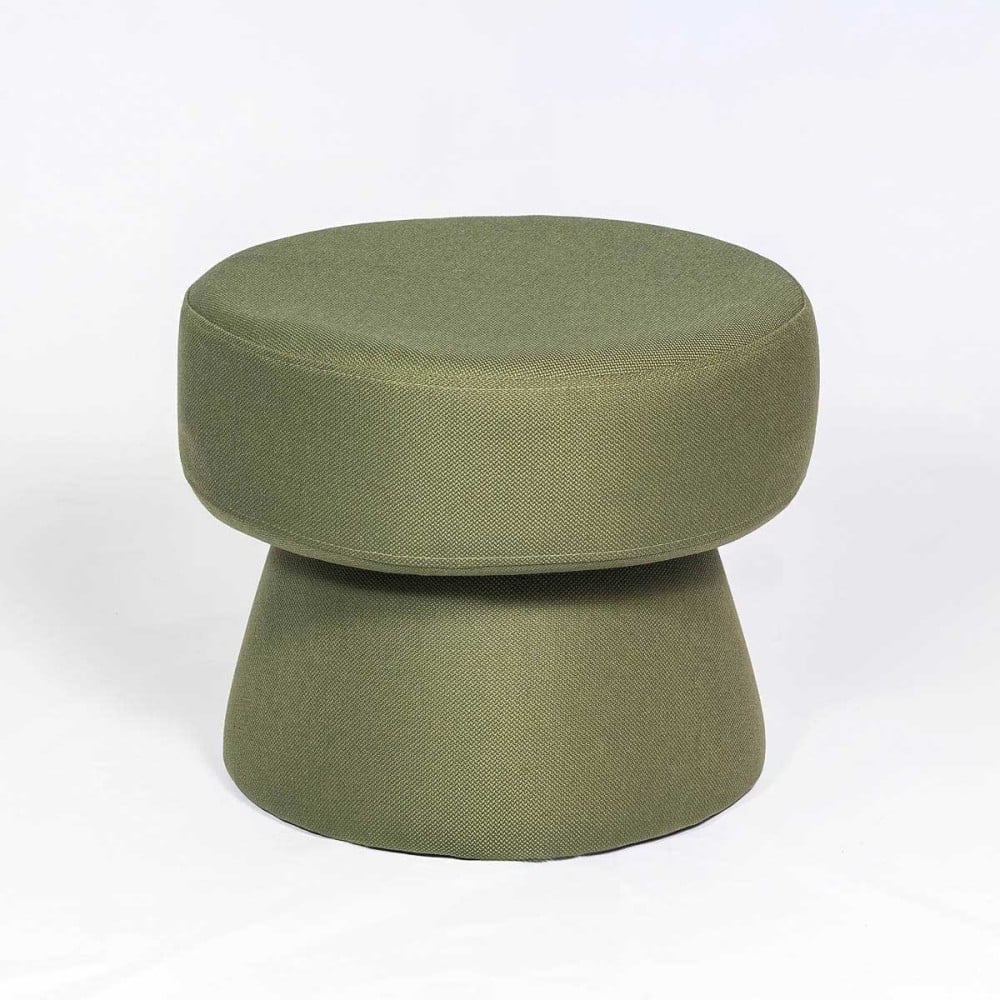 Puff Hyllis Redondo Estofado Base Aço Revestido Design Sustentável