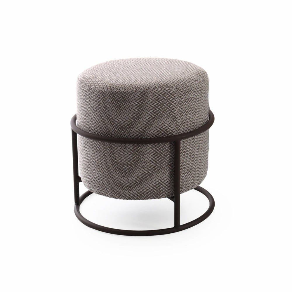 Puff Lucca Design Redondo Estofado Estrutura Madeira Eucalipto Reflorestada Base em Aço Carbono