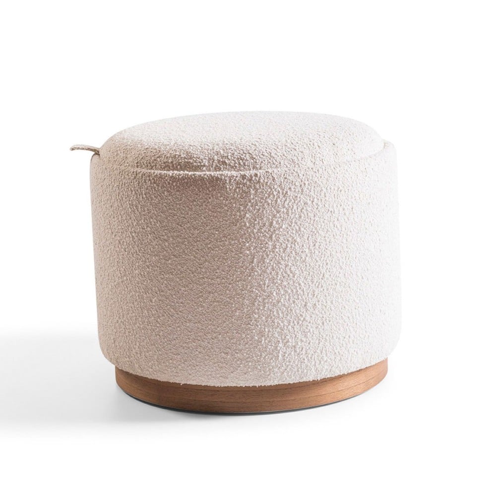 Puff Orazzio Redondo Design Reversível com Assento Estofado e Bandeja Laminada Base Recuada Laminada
