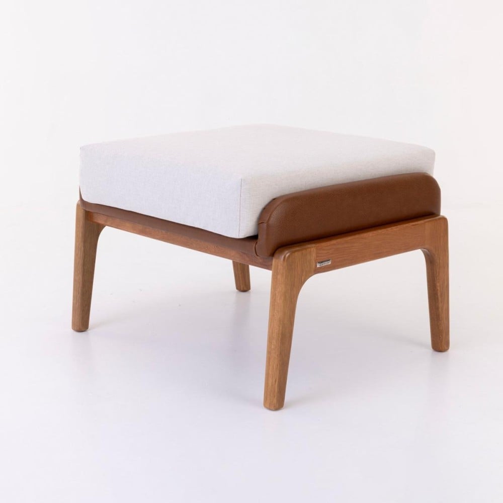 Puff Siona Retangular Estofado Estrutura Madeira Eucalipto Design Exclusivo Acabamento Premium