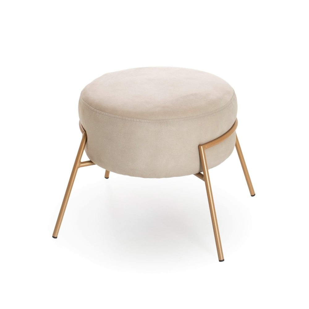 Puff Vidya Design Redondo Estofado Estrutura Madeira Eucalipto Reflorestada Pés em Aço Carbono