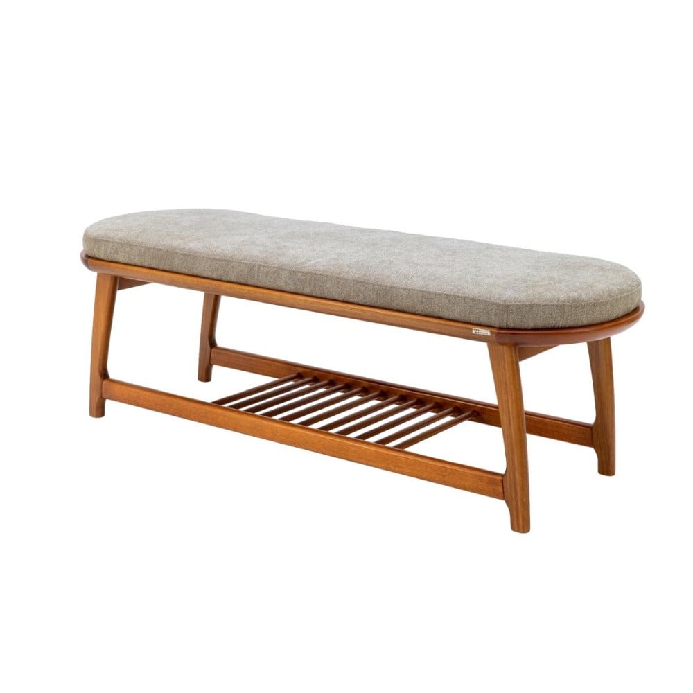Recamier Agatha Estofado Design Oblongo Estrutura em Madeira Eucalipto Prateleira Inferior Ripada