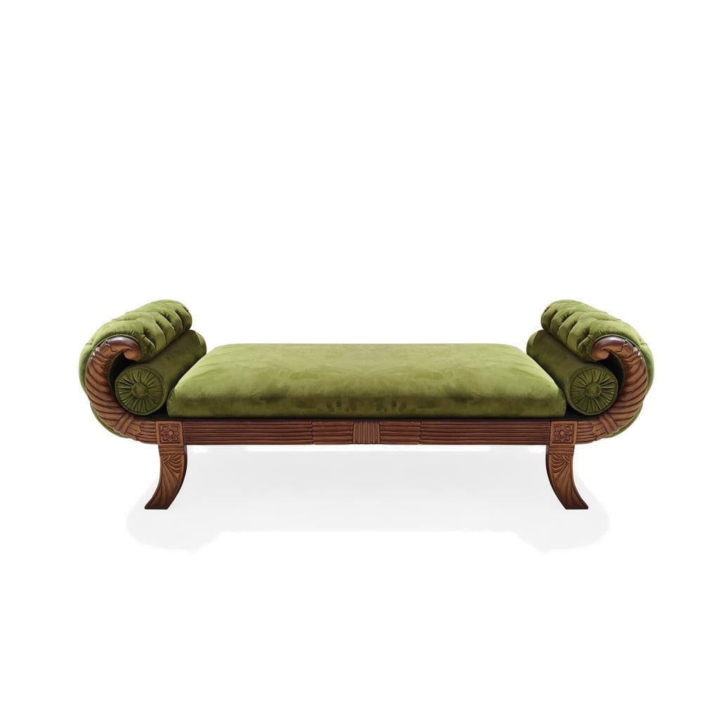 Recamier de Luxo Baixo Madeira Maciça Design Classico