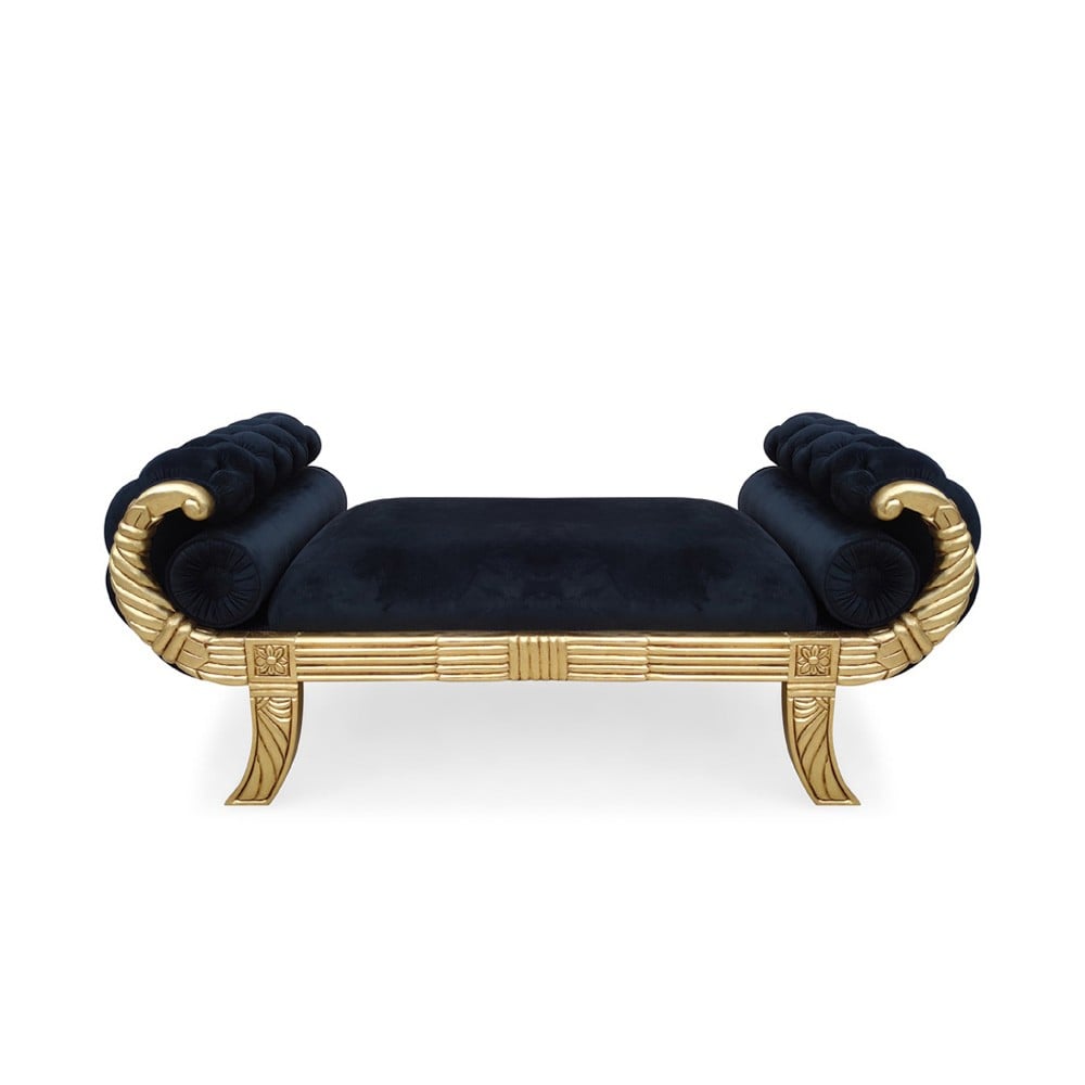 Recamier de Luxo Baixo Madeira Maciça Design Classico