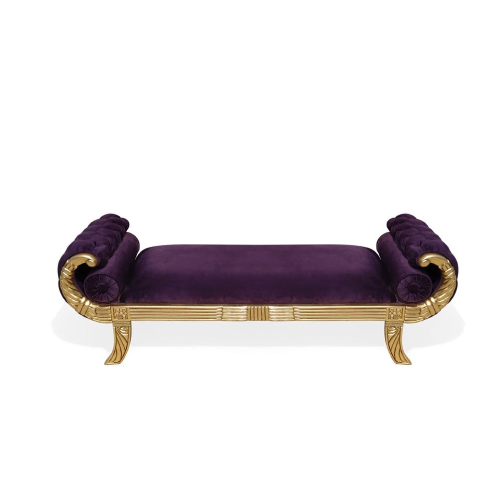 Recamier de Luxo Baixo Madeira Maciça Design Classico