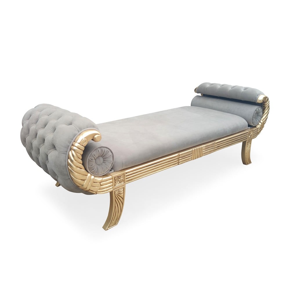 Recamier de Luxo Baixo Madeira Maciça Design Classico