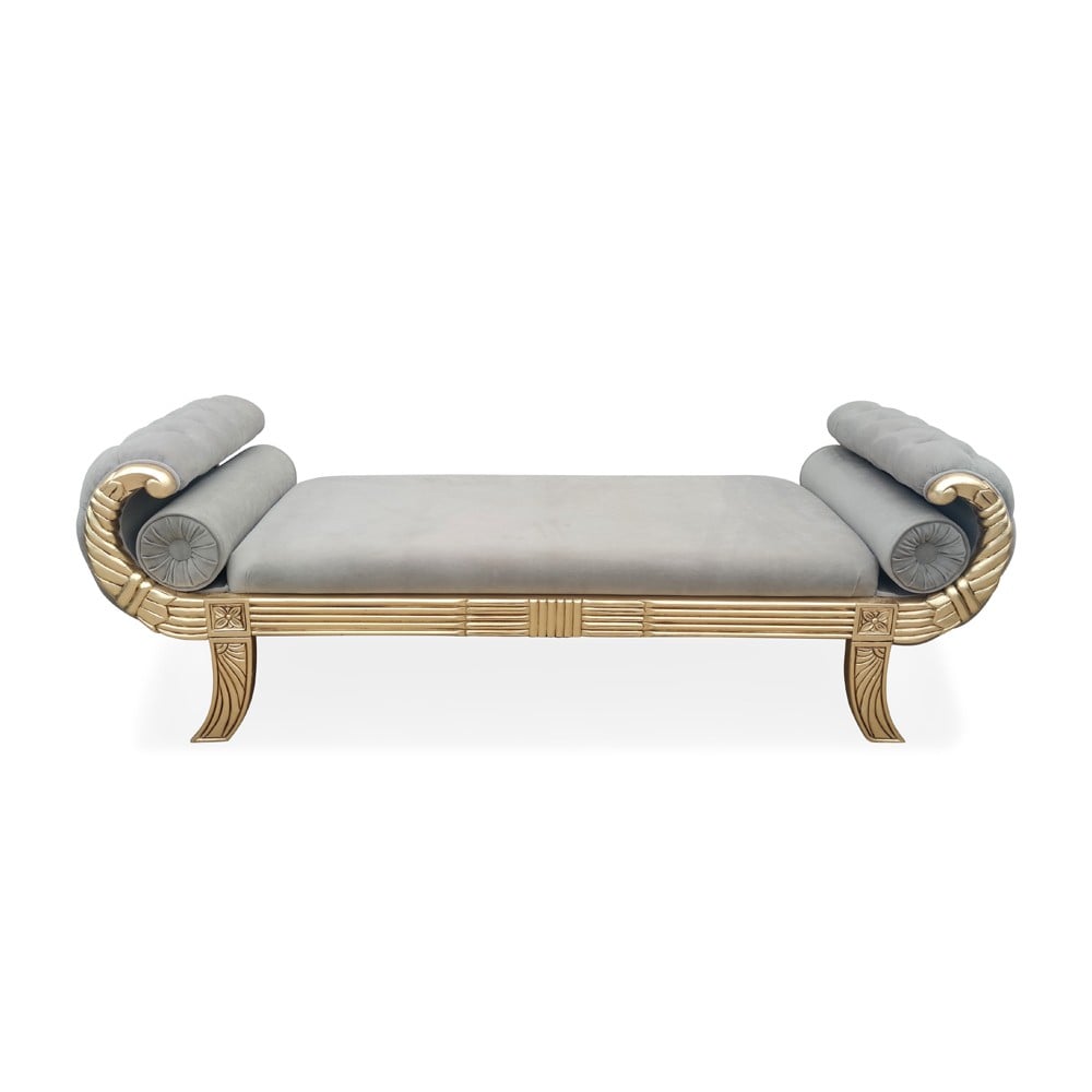 Recamier de Luxo Baixo Madeira Maciça Design Classico