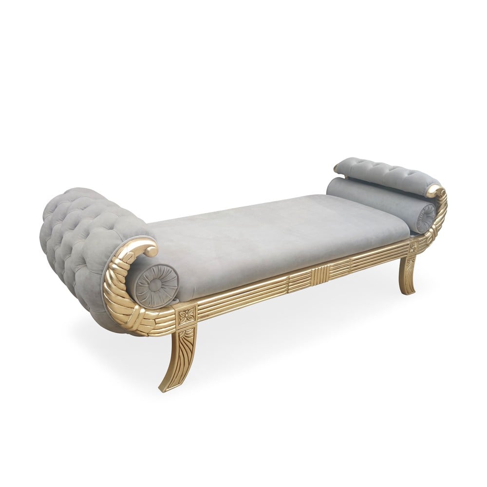 Recamier de Luxo Baixo Madeira Maciça Design Classico