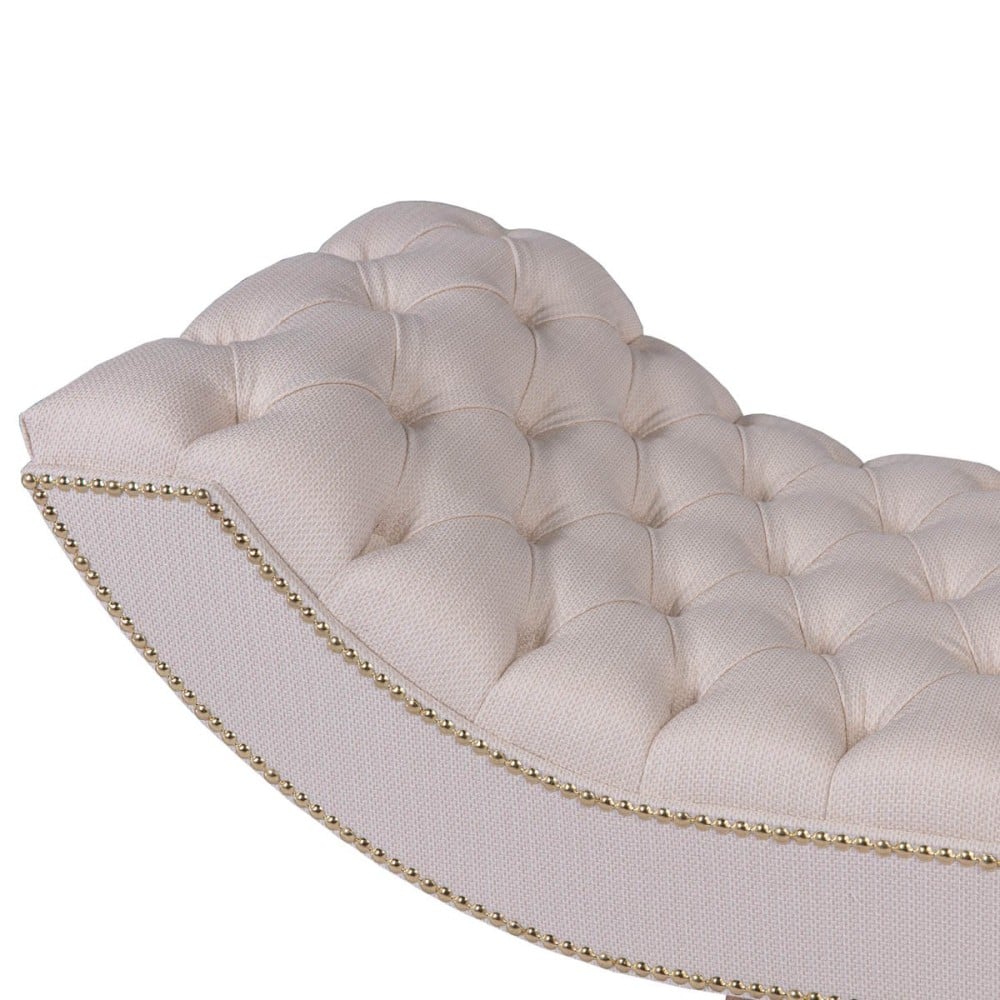 Recamier Decarin Estofado Detalhes Capitonê e Tachas Pés Madeira