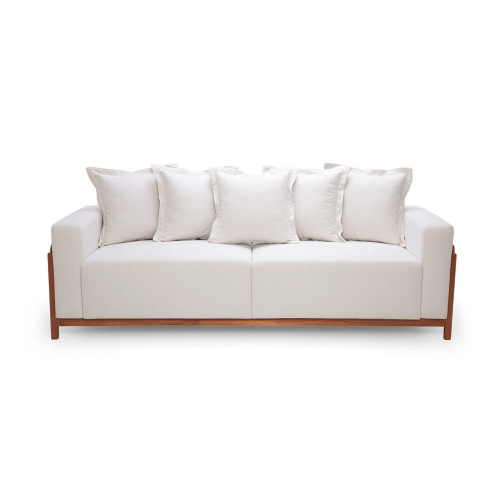 Sofá Amadeu 2 Lugares Almofadas Soltas Estrutura Madeira Eucalipto Design Exclusivo Acabamento Premium