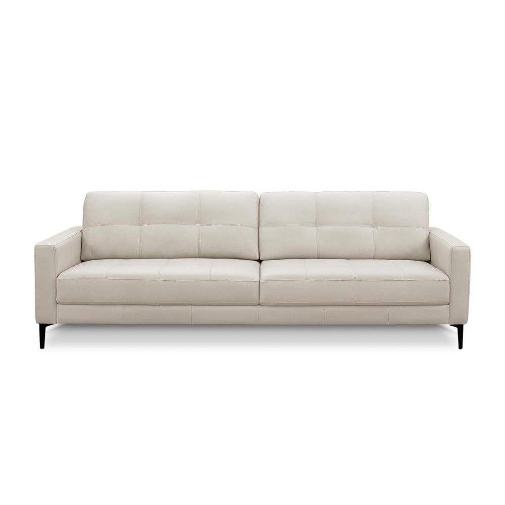 Sofá Bellure 2 Módulos Couro Natural Estrutura Madeira de Lei Eucalipto Pés em Aço Design Artesanal