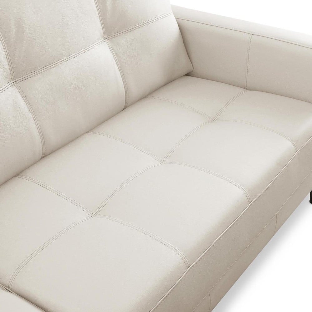 Sofá Bellure 2 Módulos Couro Natural Estrutura Madeira de Lei Eucalipto Pés em Aço Design Artesanal