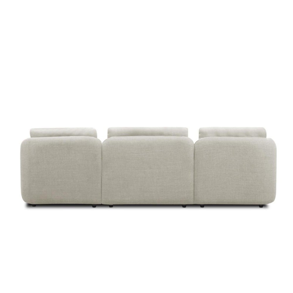 Sofá com Chaise Chantel 3 Módulos Estofado Estrutura Madeira de Lei Eucalipto Pés em Madeira