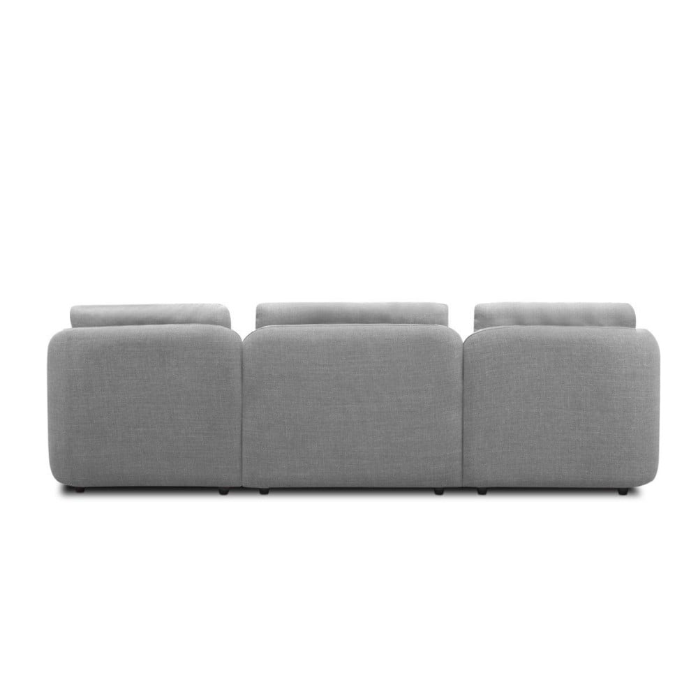 Sofá com Chaise Chantel 3 Módulos Estofado Estrutura Madeira de Lei Eucalipto Pés em Madeira