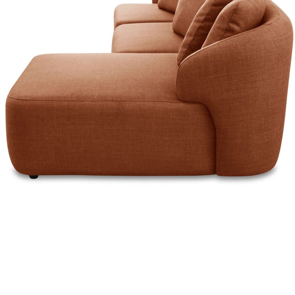 Sofá com Chaise Chantel 3 Módulos Estofado Estrutura Madeira de Lei Eucalipto Pés em Madeira