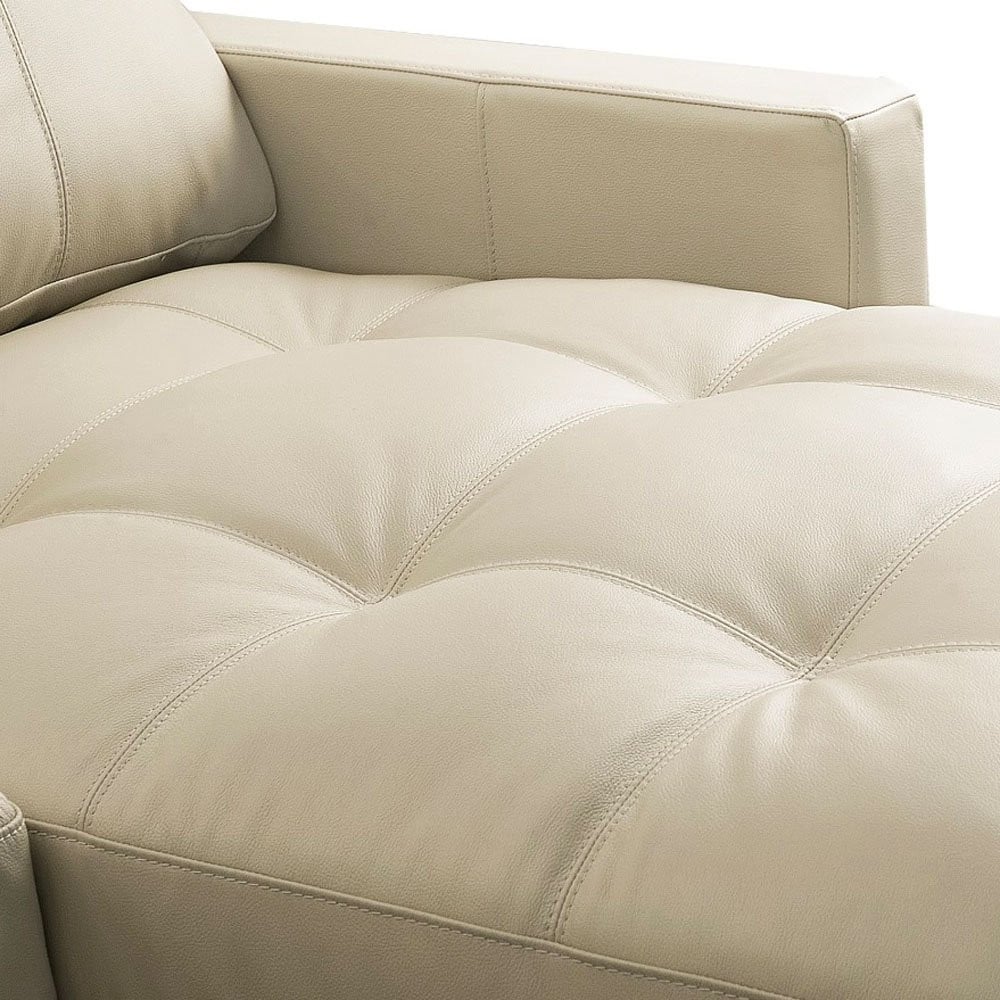 Sofá com Chaise Rômulo 3 Módulos Revestido em Couro Estrutura Madeira de Lei Eucalipto Design Artesanal