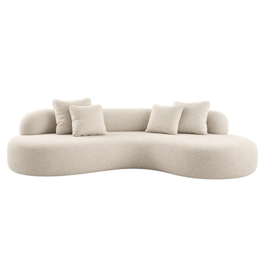 Sofá Curvo com Chaise Seixo Almofadas Decorativas Estrutura Madeira Eucalipto Reflorestada
