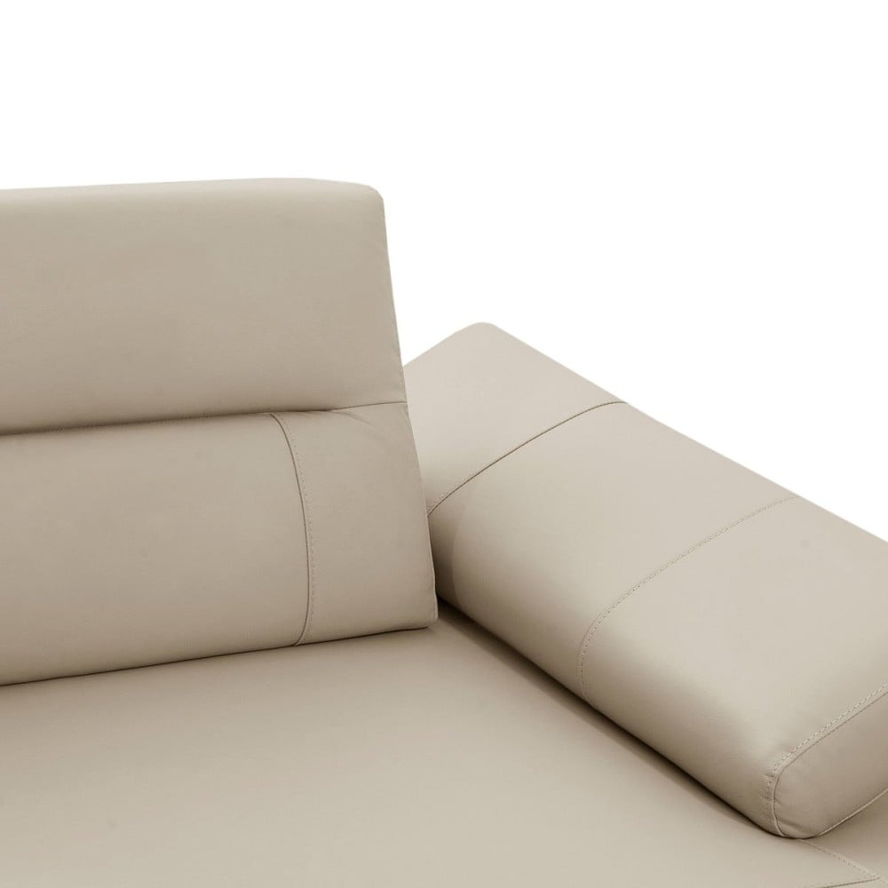 Sofá com Chaise Zaidon Couro Natural Braço Reclinável Encosto Ajustável Estrutura Madeira de Lei Eucalipto Pés em Aço