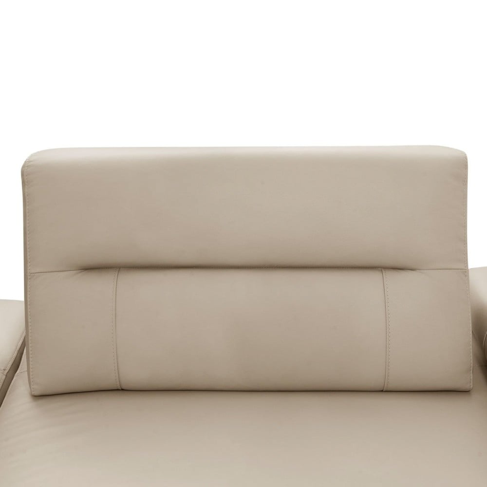 Sofá com Chaise Zaidon Couro Natural Braço Reclinável Encosto Ajustável Estrutura Madeira de Lei Eucalipto Pés em Aço