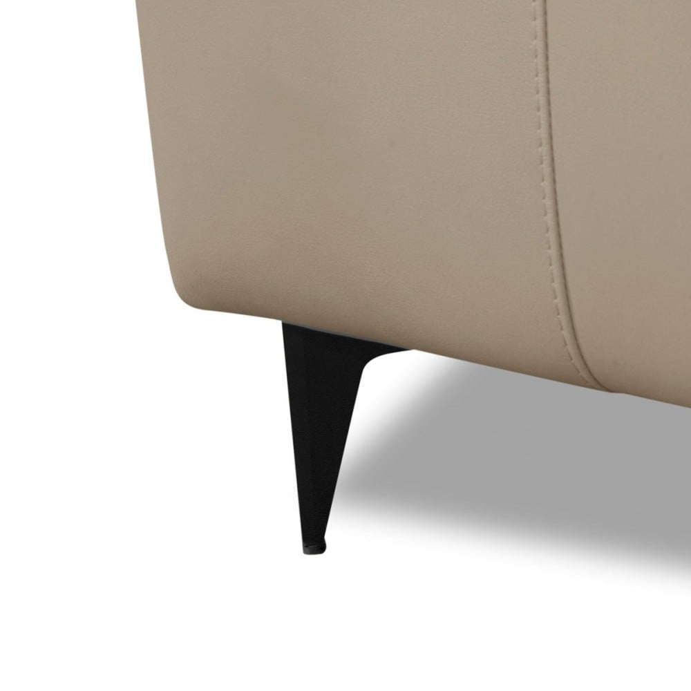 Sofá com Chaise Zaidon Couro Natural Braço Reclinável Encosto Ajustável Estrutura Madeira de Lei Eucalipto Pés em Aço