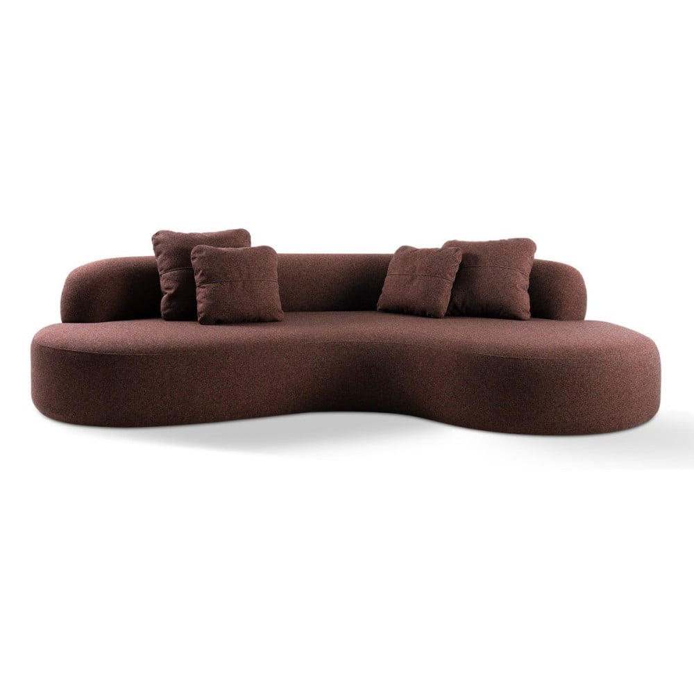 Sofá Curvo com Chaise Seixo Almofadas Decorativas Estrutura Madeira Eucalipto Reflorestada