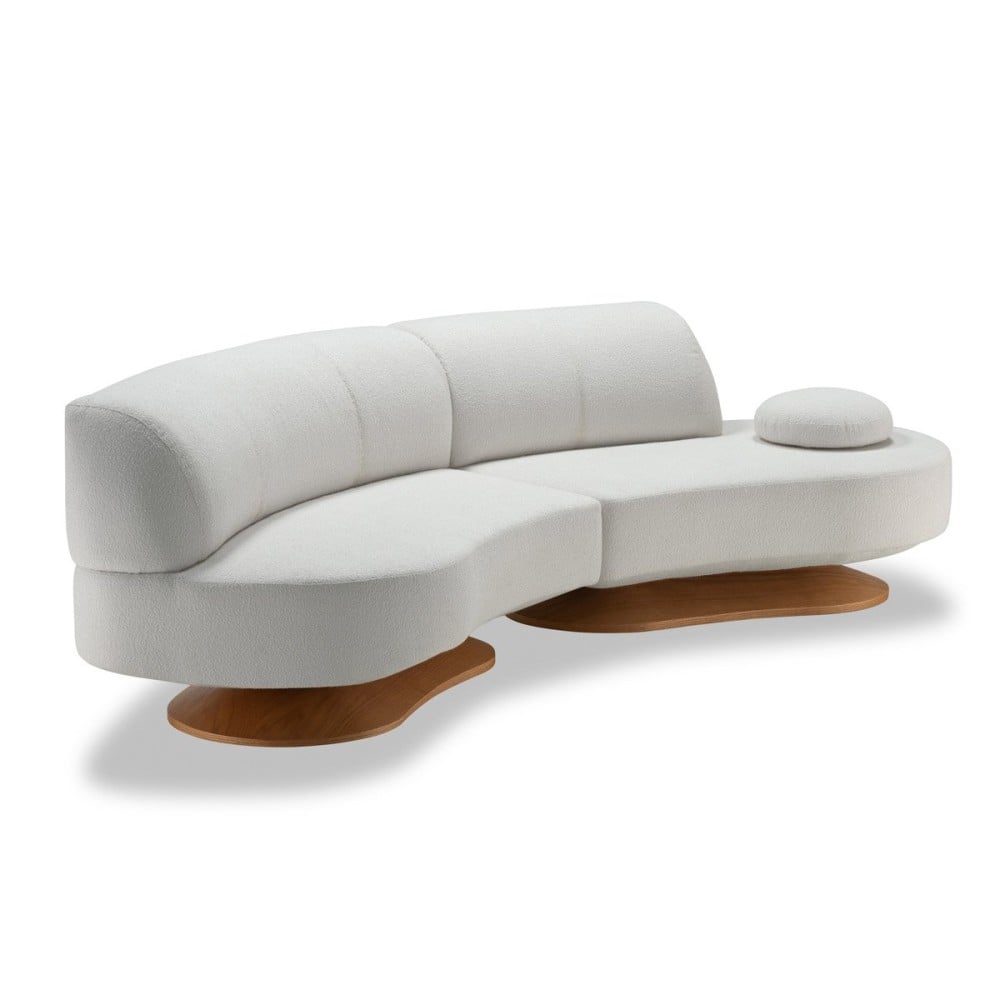Sofá Curvo Olsay Duo 2 Módulos com Encosto Alongado e Encosto Deslocado Base Orgânica em Madeira Laminada Design by Maicon Geremia