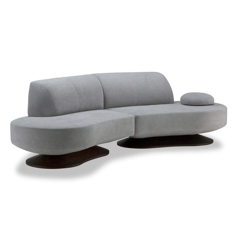 Sofá Curvo Olsay II 2 Módulos com Encostos Deslocados para o Centro e Base Orgânica em Madeira Laminada Design by Maicon Geremia