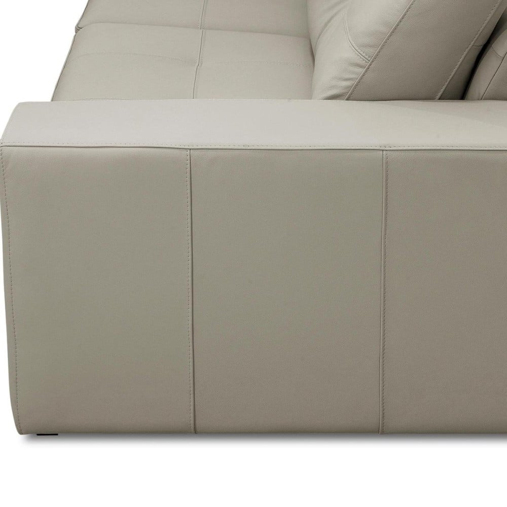 Sofá Montréau Couro Natural Estrutura Madeira de Lei Eucalipto Pés em Aço Design Artesanal