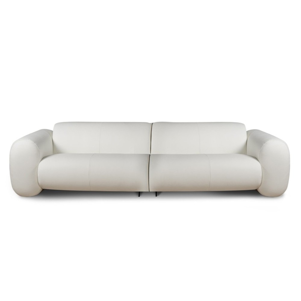 Sofá Ondine 2 Módulos em Couro Legítimo com Design Orgânico e Costuras Decorativas