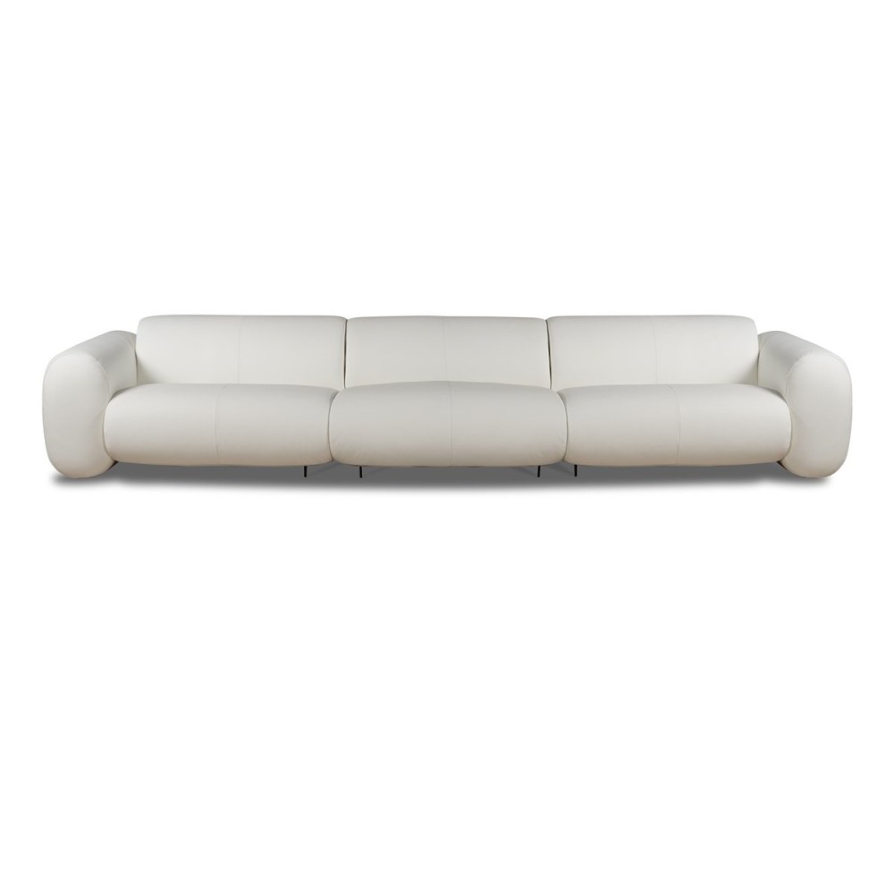 Sofá Ondine 3 Módulos em Couro Legítimo com Design Orgânico e Costuras Decorativas
