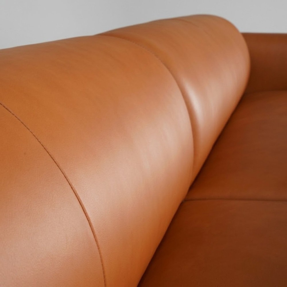 Sofá Ondine 2 Módulos em Couro Legítimo com Design Orgânico e Costuras Decorativas