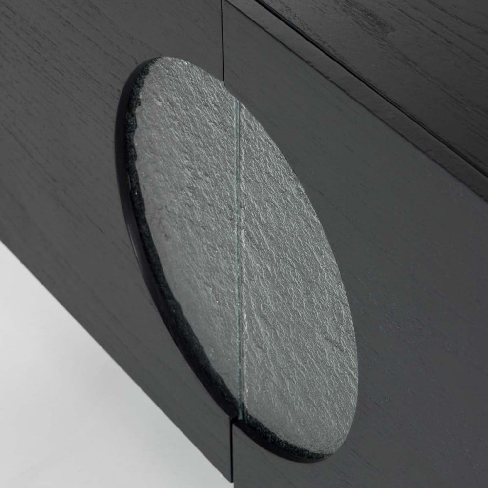 Sofá Table Sublime com Portas Detalhe Vidro Fusing Estrutura Lâmina de Madeira Pés Madeira Maciça Tauari