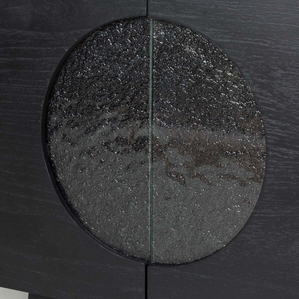 Sofá Table Sublime com Portas Detalhe Vidro Fusing Estrutura Lâmina de Madeira Pés Madeira Maciça Tauari