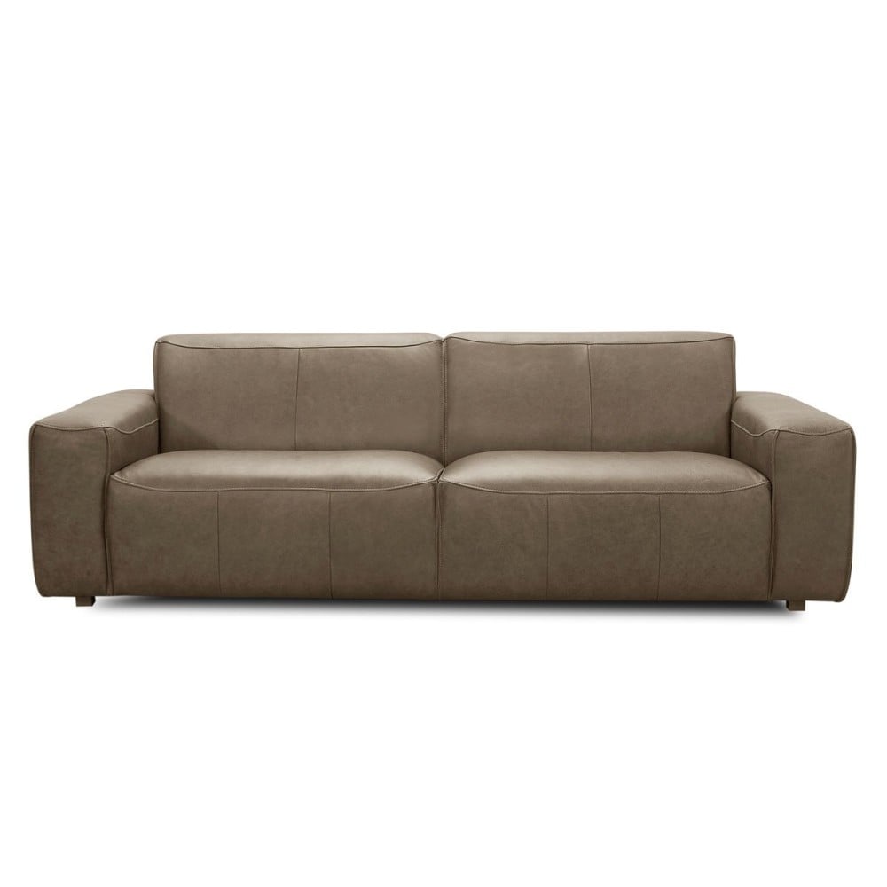 Sofá Veyron Couro Natural Estrutura Madeira de Lei Eucalipto Pés em Madeira Design Artesanal