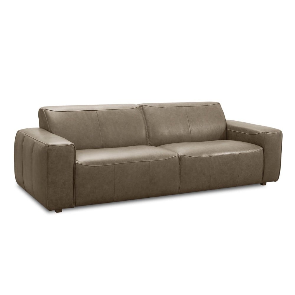 Sofá Veyron Couro Natural Estrutura Madeira de Lei Eucalipto Pés em Madeira Design Artesanal