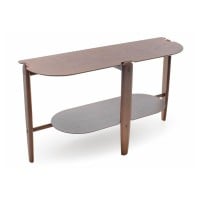 Aparador Atrius Design Orgânico Tampo e Prateleira em Lâmina de Carvalho Americano Estrutura em Madeira Tingida