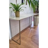 Aparador Gaeta Tampo com Vidro Base Aço Carbono Pintura Eletrostática