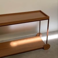 Aparador Marla Detalhe Bandeja com Rodas e Pés Fixos Estrutura em Metal com Pintura Epóxi