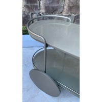 Aparador Mykon Tampos em Madeira Marmorizada Estrutura em Aço Carbono com Pintura Epóxi com Rodas Decorativas