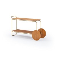 Aparador Urben Tampo Duplo Estrutura Metálica com Rodas Decorativas em Pintura Champagne Design Jhoel Silva