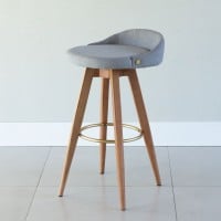 Banqueta Bertha Composê Estofada Pés Madeira com Ponteiras em Metal Estrutura Madeira Liptus Design Sustentável